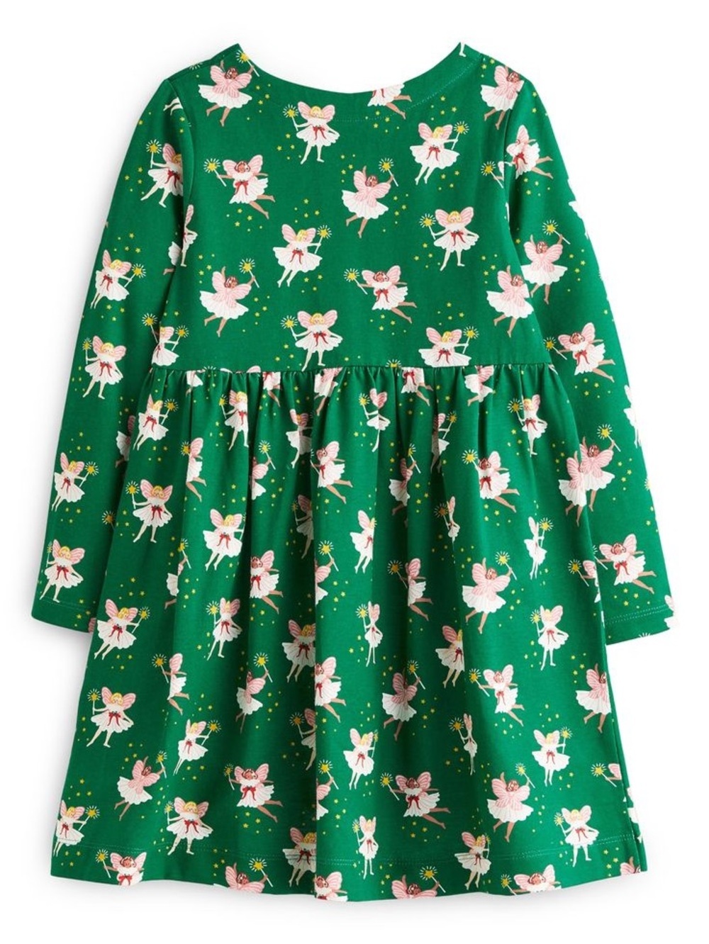 Mini Biden Girl’s Fairy Print Dress Fit & Flare Long Sleeve Green